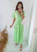 Chloe - kopertowa sukienka z plisowanym dołem zielona