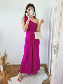 Alice - długa fioletowa sukienka na jedno ramie