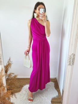 Alice - długa fioletowa sukienka na jedno ramie