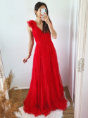 Florence - czerwona tiulowa sukienka maxi
