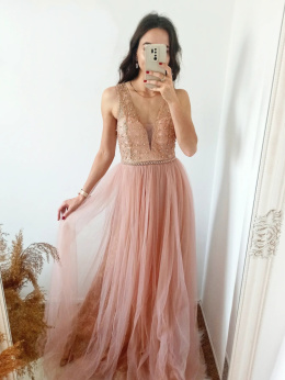 Gabrielle - tiulowa sukienka pudrowy róż księżniczka