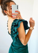 Katnis - sukienka maxi z opadającymi ramionami butelkowa zieleń