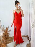 Sisi - czerwona sukienka maxi z odkrytymi plecami