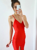 Sisi - czerwona sukienka maxi z odkrytymi plecami