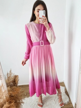 Sukienka Pammy plisowana ombre różowa