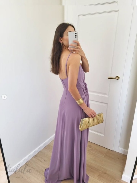 Laura liliowa sukienka maxi z rozcięciem Laura liliowa sukienka maxi z rozcięciem