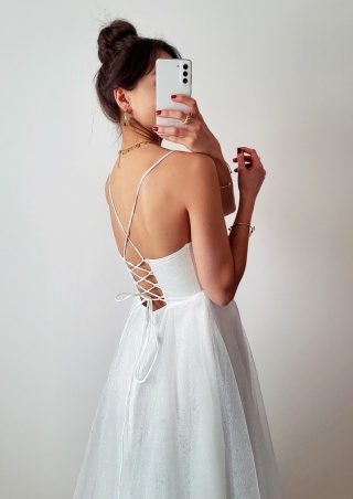 Brokatowa Suknia Ślubna Charms z gorsetem