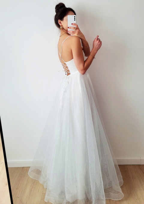 Brokatowa Suknia Ślubna Charms z gorsetem