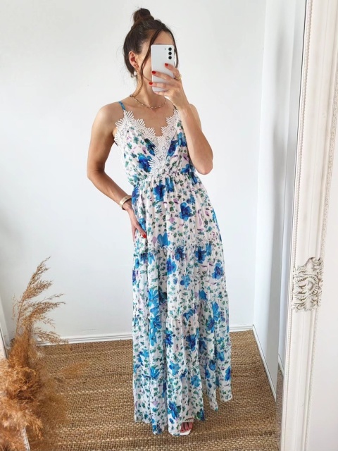 Długa sukienka w kwiaty szyfonowa Julianna