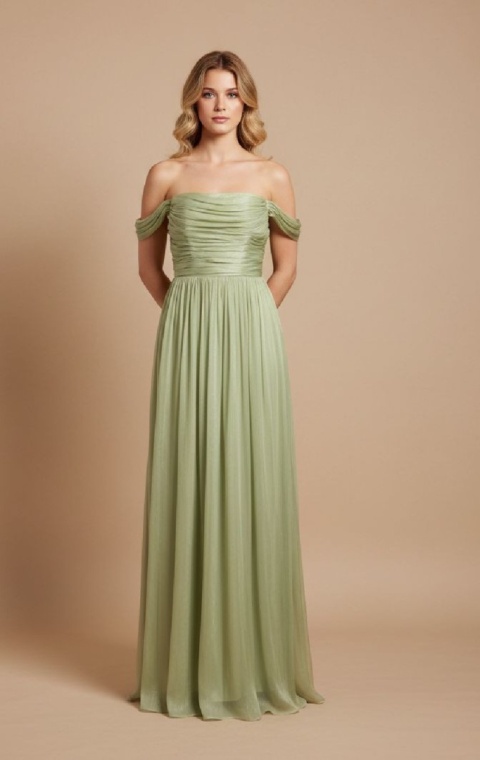 Iness długa sukienka z gorsetem oliwkowa