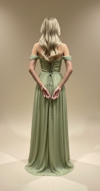 Iness długa sukienka z gorsetem oliwkowa