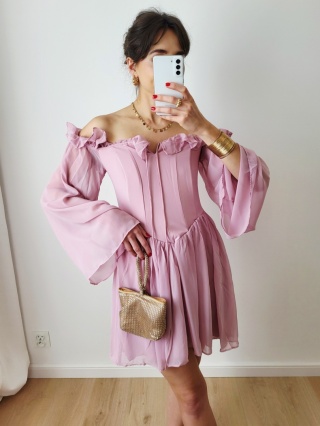 Krótka rozkloszownaa sukienka z gorsetem XXS