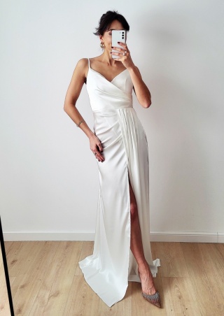 Millene satynowa prosta Suknia Ślubna z rozcięciem