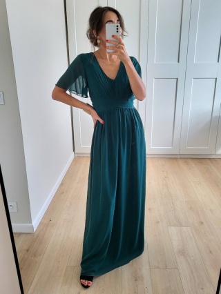 Długa sukienka wizytowa butelkowa zieleń