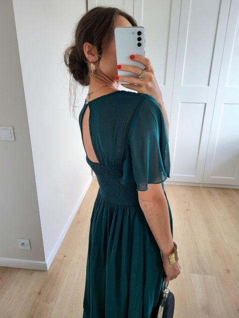 Długa sukienka wizytowa butelkowa zieleń