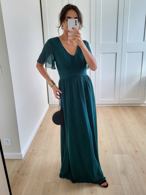 Długa sukienka wizytowa butelkowa zieleń