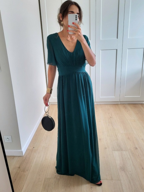 Długa sukienka wizytowa butelkowa zieleń