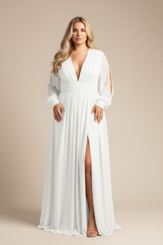 Rosa Suknia Ślubna z delikatnym rocięciem plus size