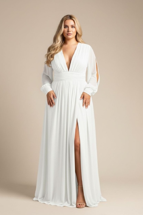 Rosa Suknia Ślubna z delikatnym rocięciem plus size