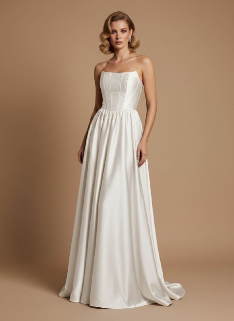 Renee Suknia Ślubna z gorsetem rozkloszowana