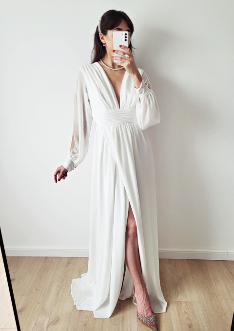 Rosa Suknia Ślubna z delikatnym rocięciem plus size