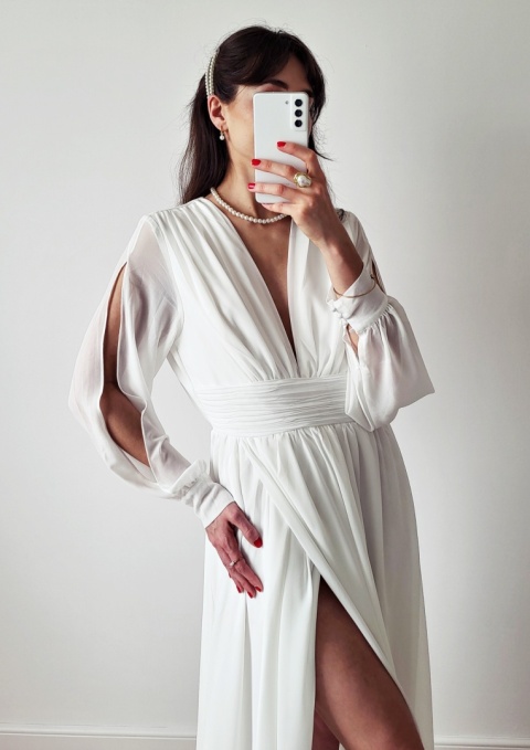 Rosa Suknia Ślubna z delikatnym rocięciem plus size