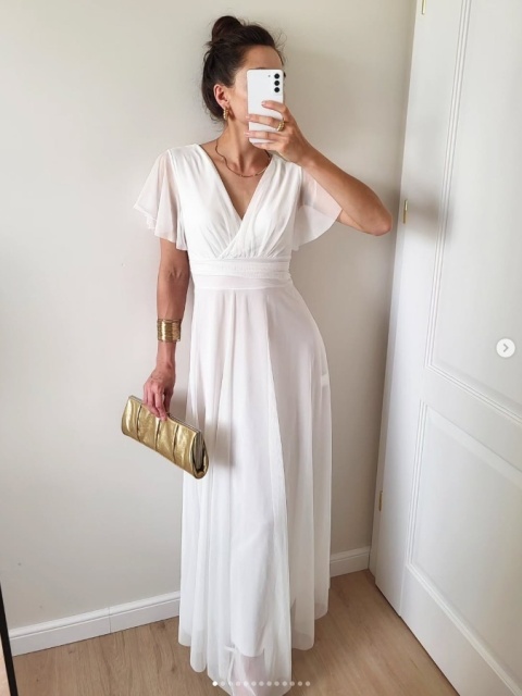 Tiulowa długa sukienka Latika