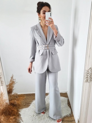 Szare spodnie garniturowe oversize Grigio
