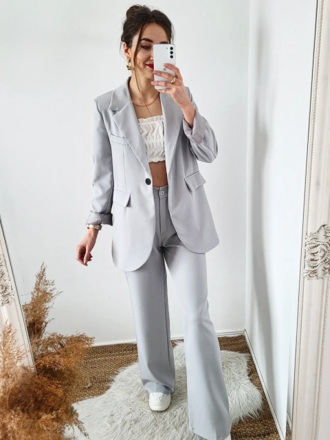 Szare spodnie garniturowe oversize Grigio
