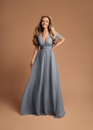 Tessa błękitna długa sukienka o zwiewnym kroju