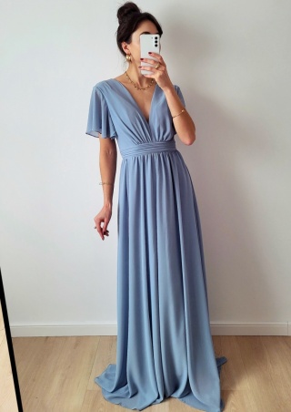 Tessa błękitna długa sukienka o zwiewnym kroju